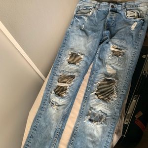 Zara men’s moto jeans with camo patches